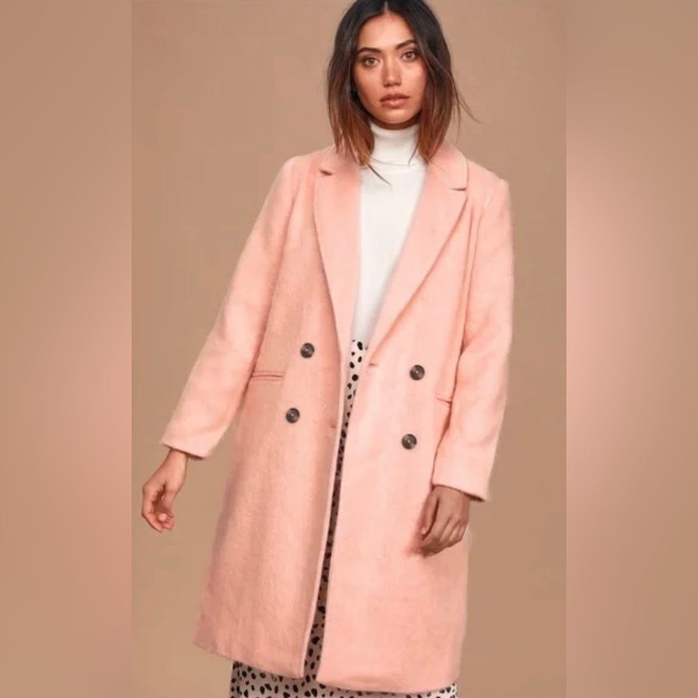 NWT Cupcakes & Cashmere Womens Pink Double Breasted Winter Jacket Coat Sz L